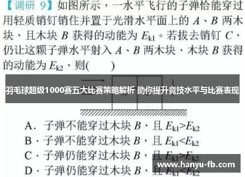 羽毛球超级1000赛五大比赛策略解析 助你提升竞技水平与比赛表现