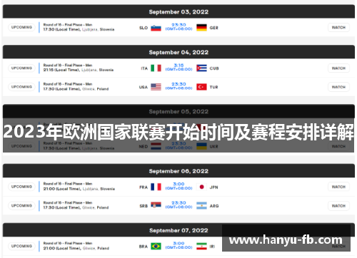 2023年欧洲国家联赛开始时间及赛程安排详解 2023年欧洲国家联赛开始时间及赛程安排详解